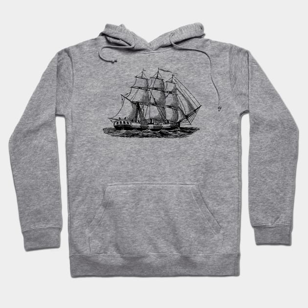 Etching of an old sailing ship Hoodie by mike11209